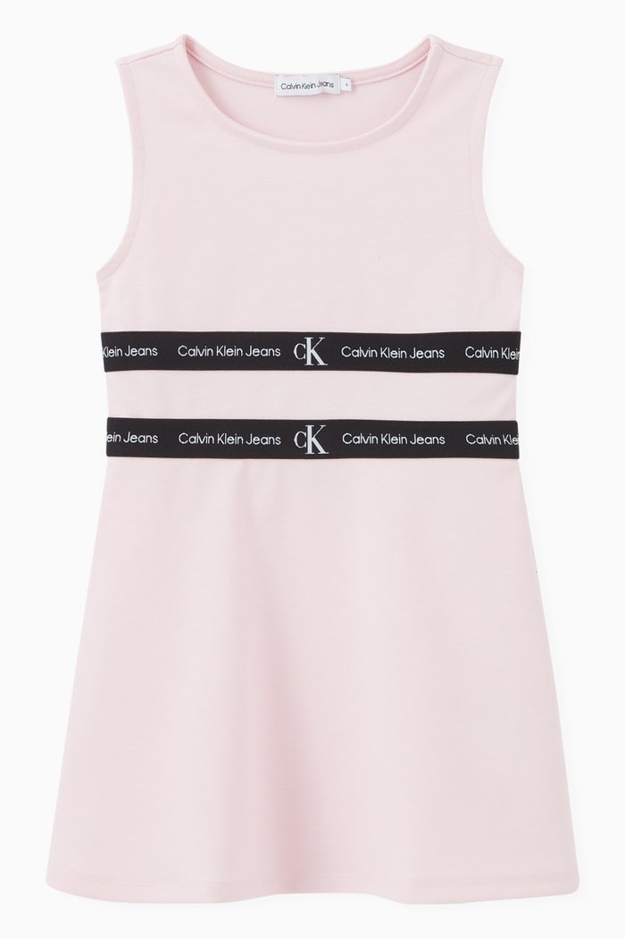 

Logo Tape Milano Dress in Cotton Jersey, Pink