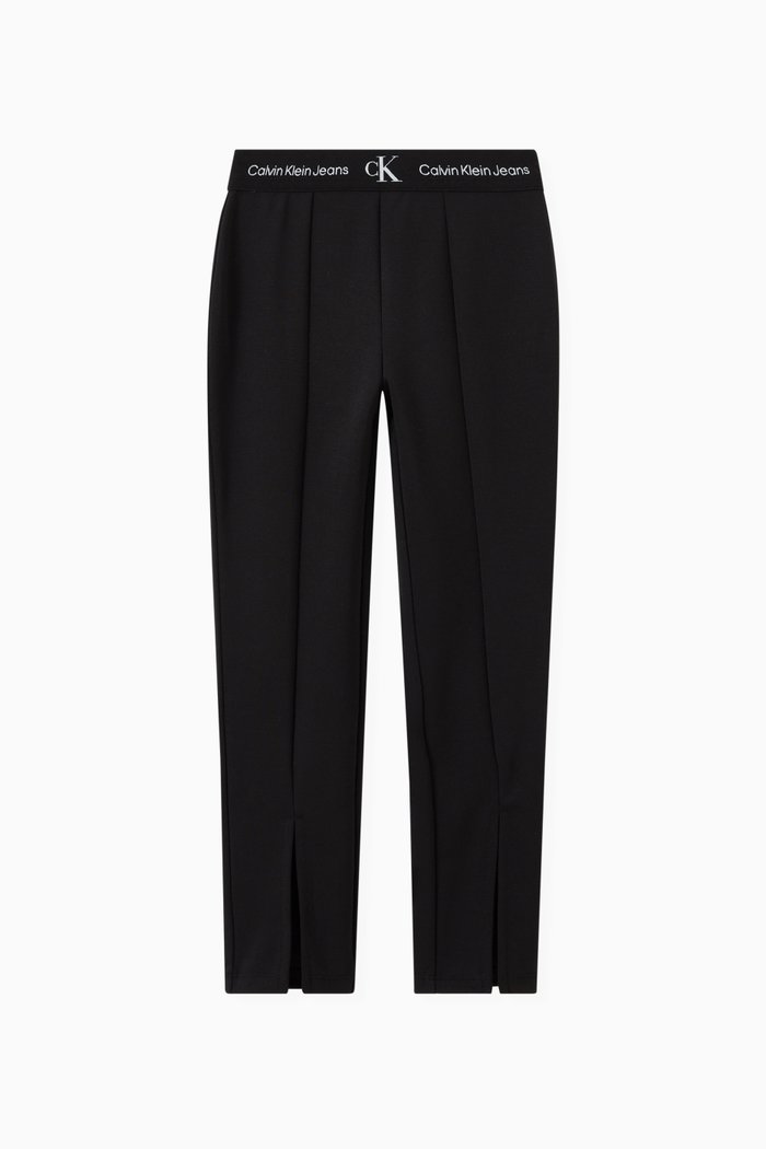 

Logo Tape Slit Pants in Jersey, Black