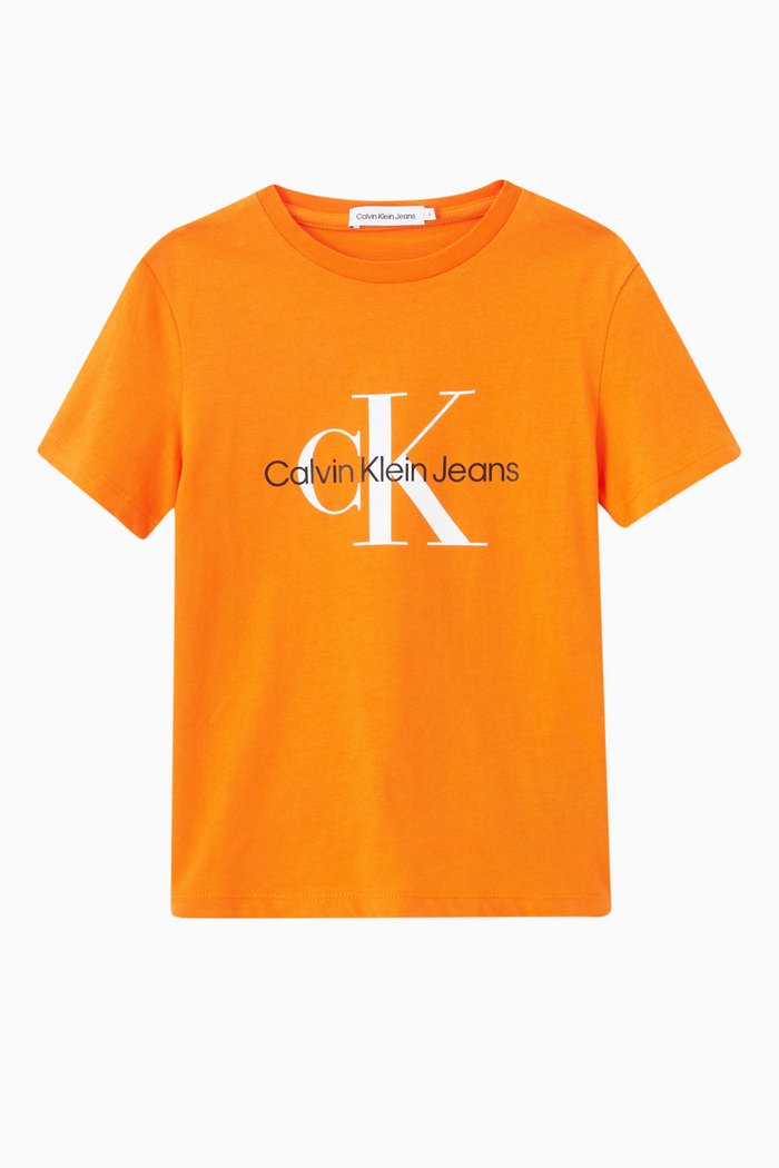 

Monogram Logo T-Shirt in Cotton Blend, Orange