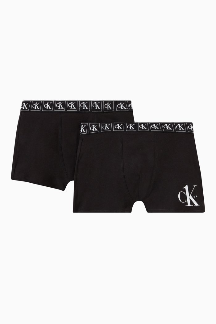 2-Pack Logo Trunks in Stretch Cotton Jersey, Black