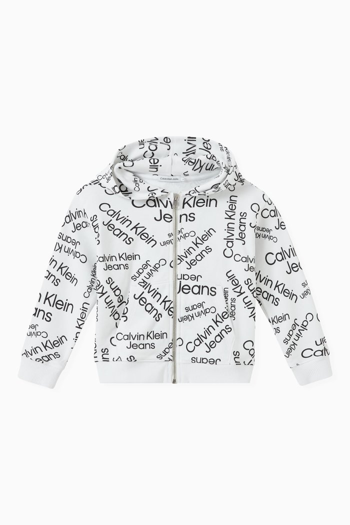 

Logo Zip Hoodie in Jersey, White