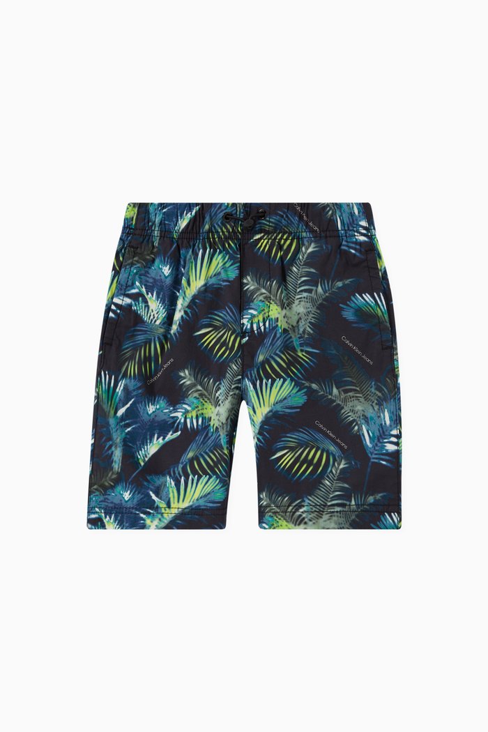 

All-over Logo Palm Printed Shorts in Cotton, Multicolour