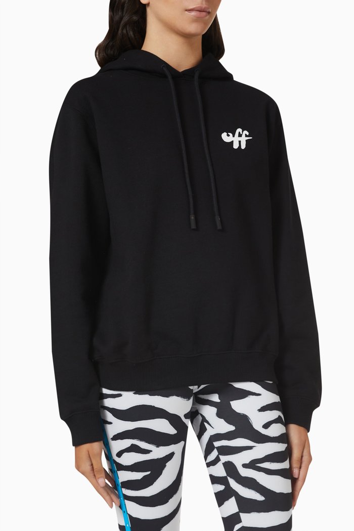 

Zebra Arrows Hoodie in Cotton, Black