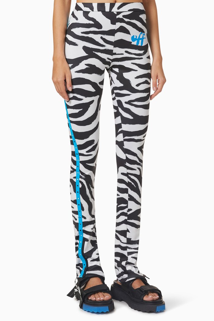 

Zebra Holes Split Leggings, Black