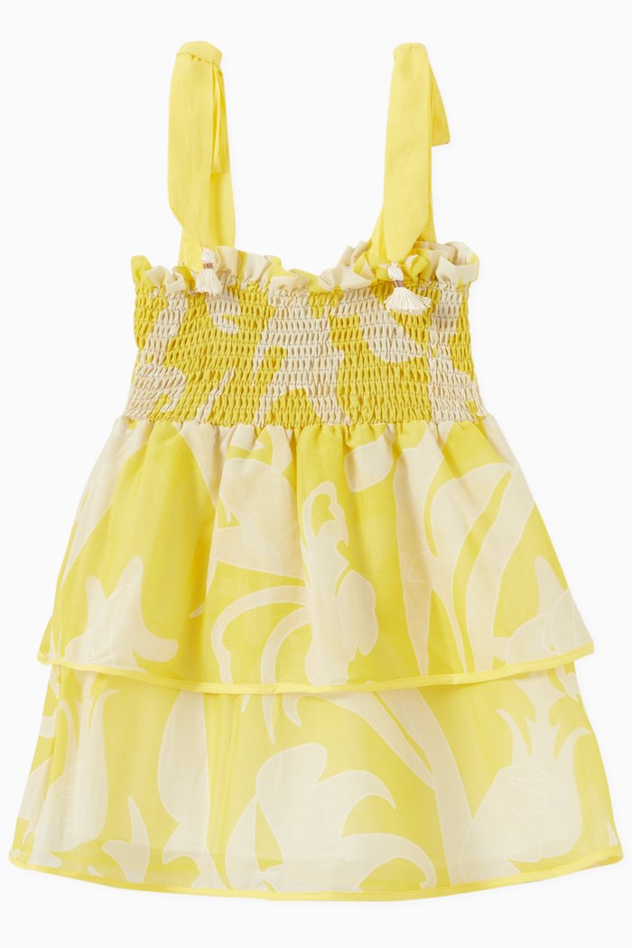 Roys Mini Dress in Cotton, Yellow