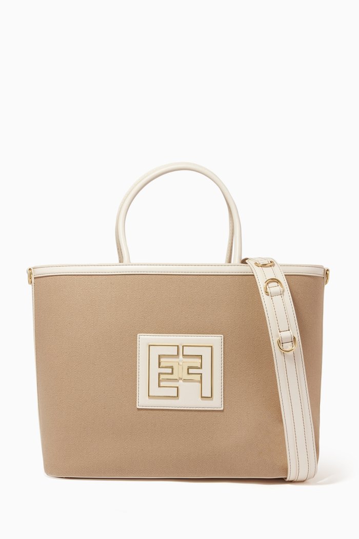 

Large Utility Tote Bag in Canvas, Brown