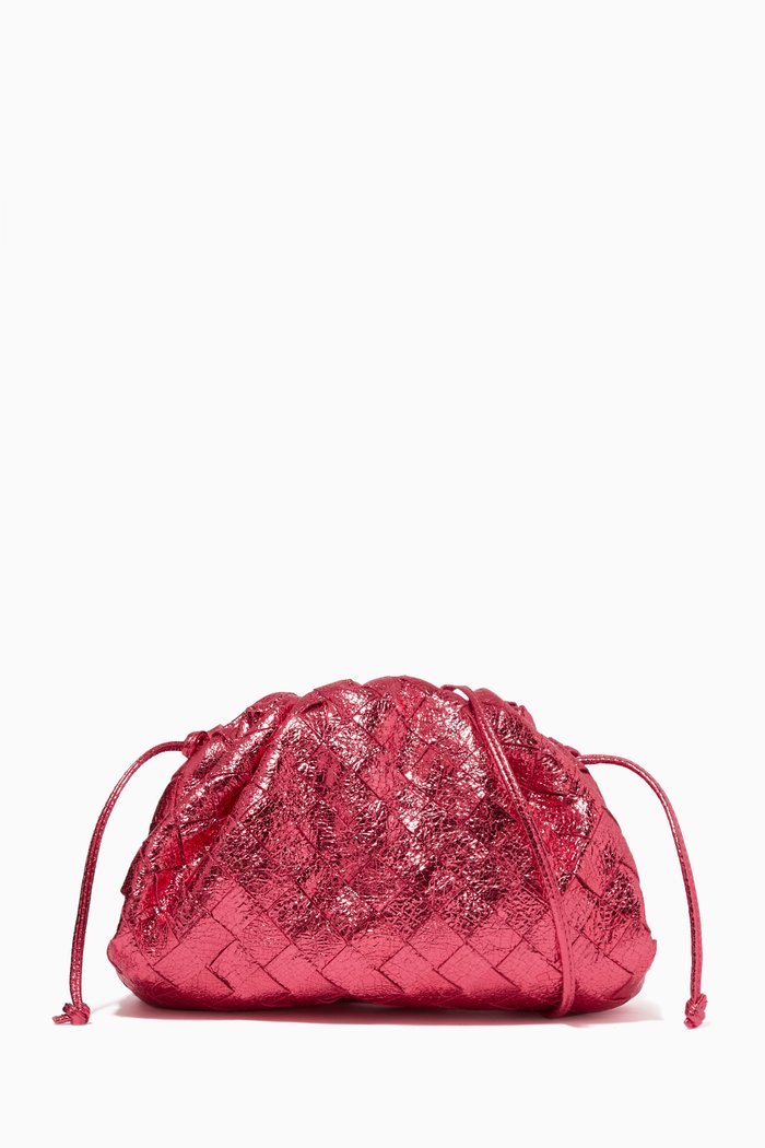 

Mini Pouch in Metallic Intrecciato Nappa, Pink