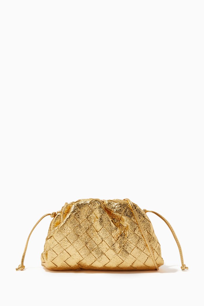 

Mini Pouch in Intrecciato Leather, Gold