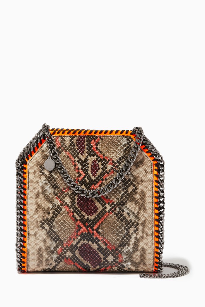 

Falabella Mini Shoulder Bag in Eco Python-printed Leather, Orange