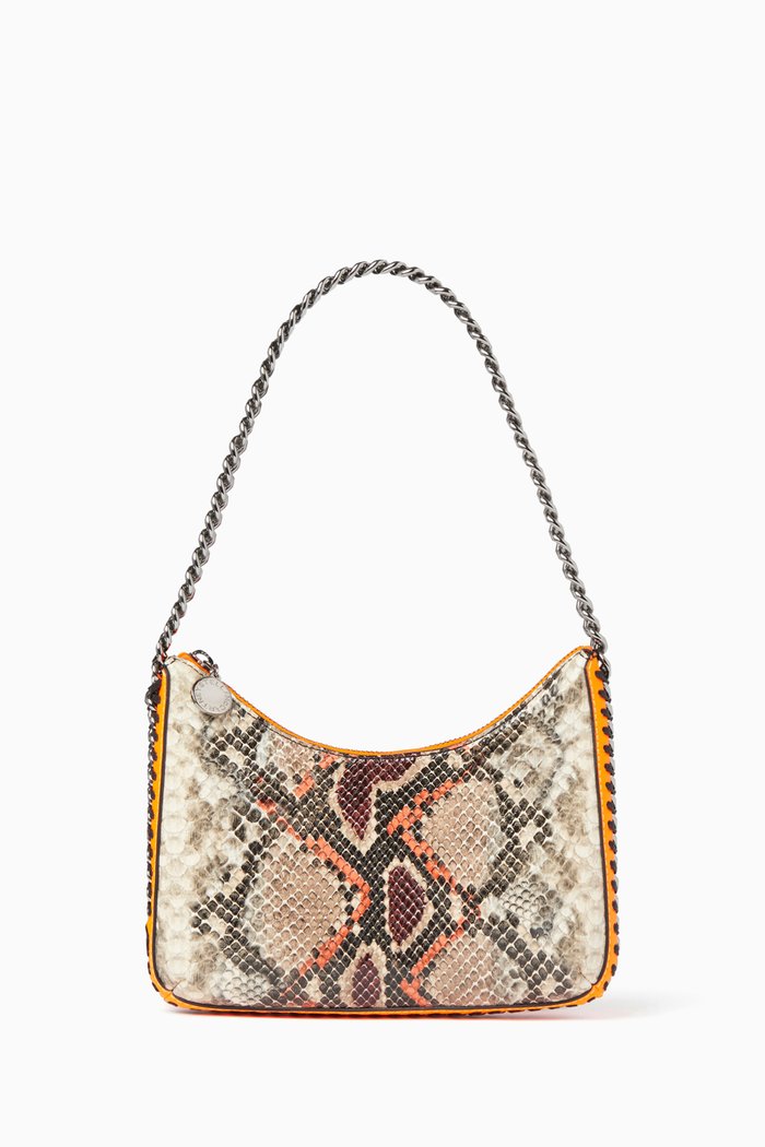 

Falabella Zip Mini Shoulder Bag in Eco Python-printed Leather, Orange