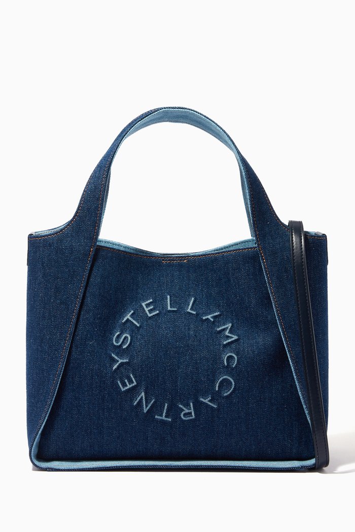 

Crossbody Tote Bag in Cotton Denim, Blue