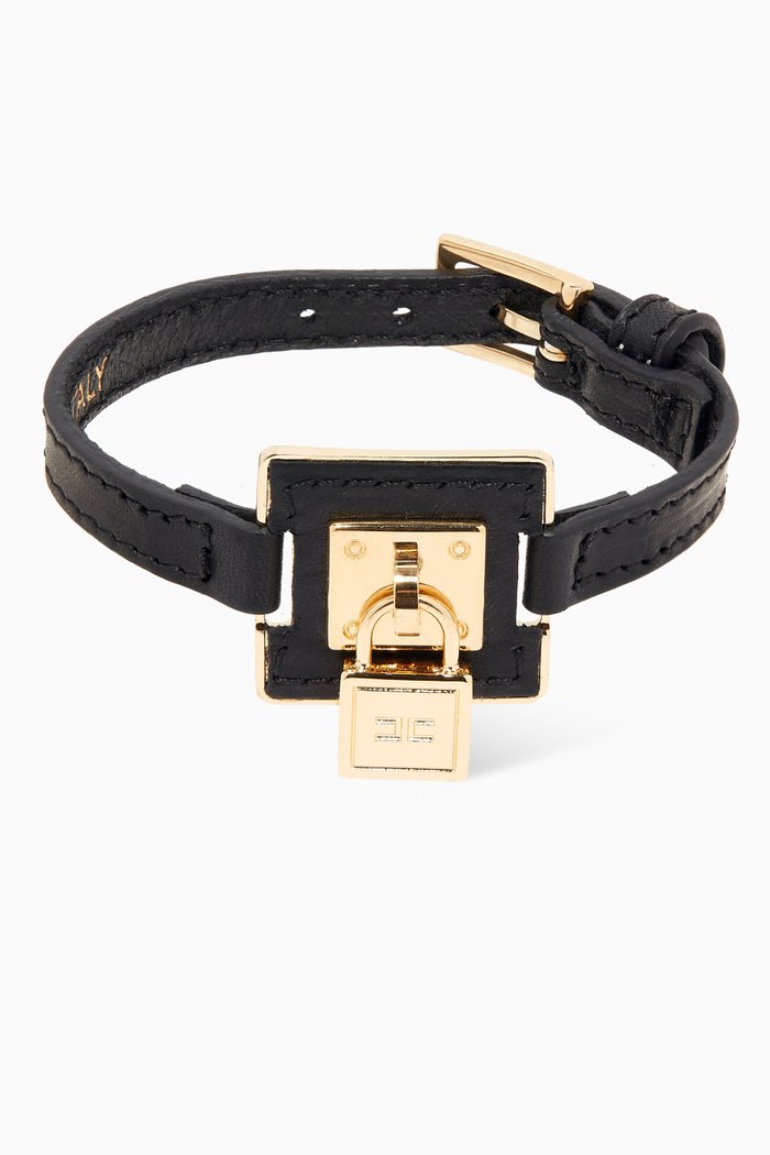 

Padlock Bracelet in Leather, Black
