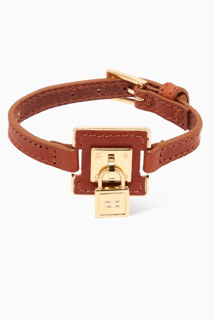

Padlock Bracelet in Leather, Brown