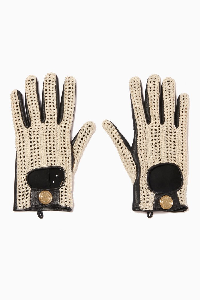 

Perforated Gloves in Leather, Black