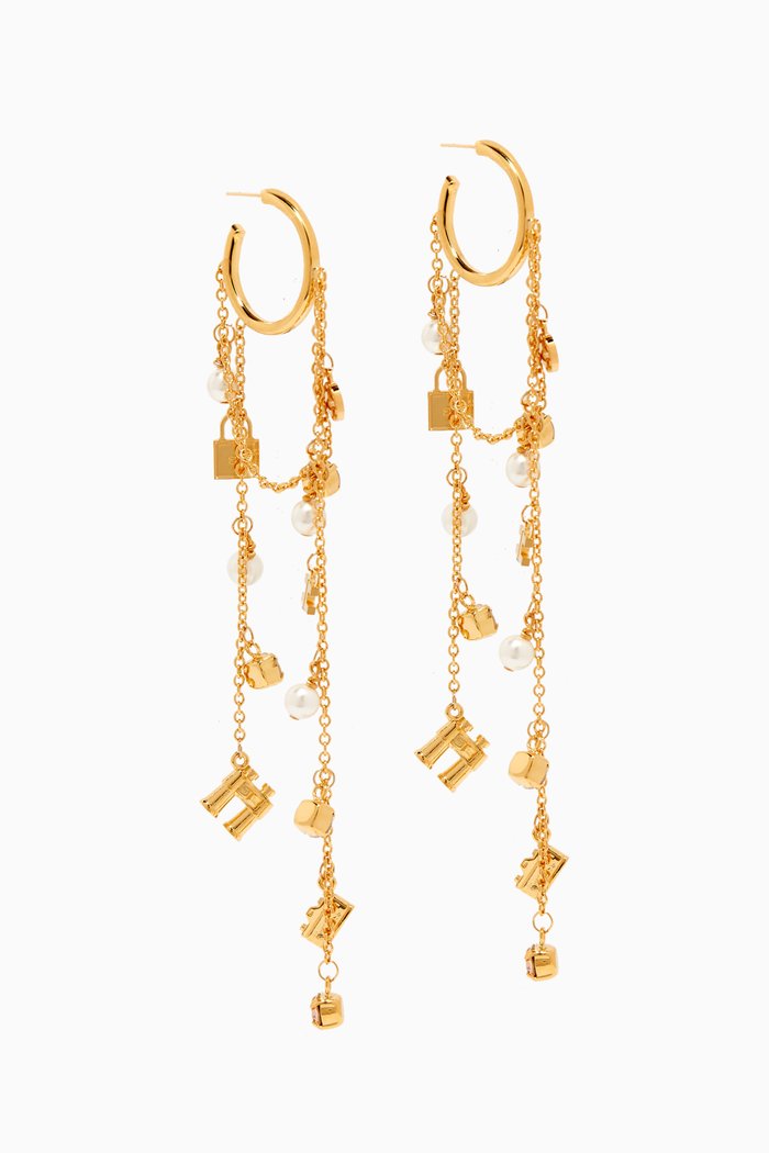 

Pearl Charm Drop Earrings, Gold