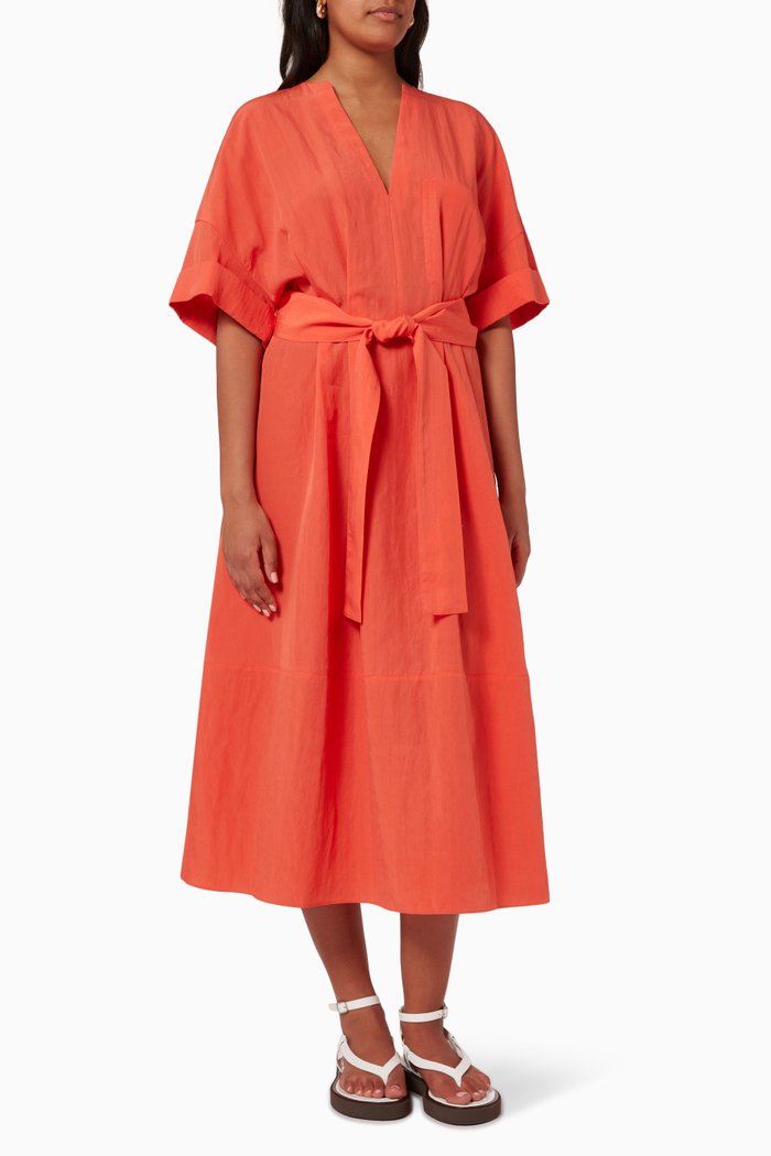 

Cuffed Sleeve Dress, Red