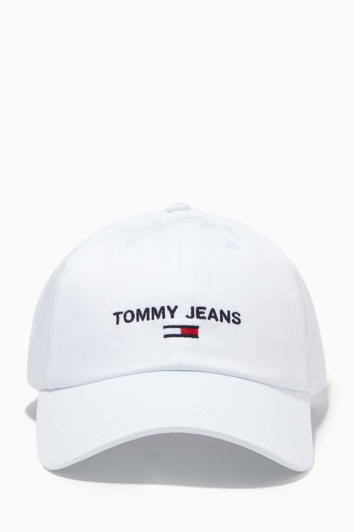 Tommy Jeans Flag Cap in Organic Cotton, White