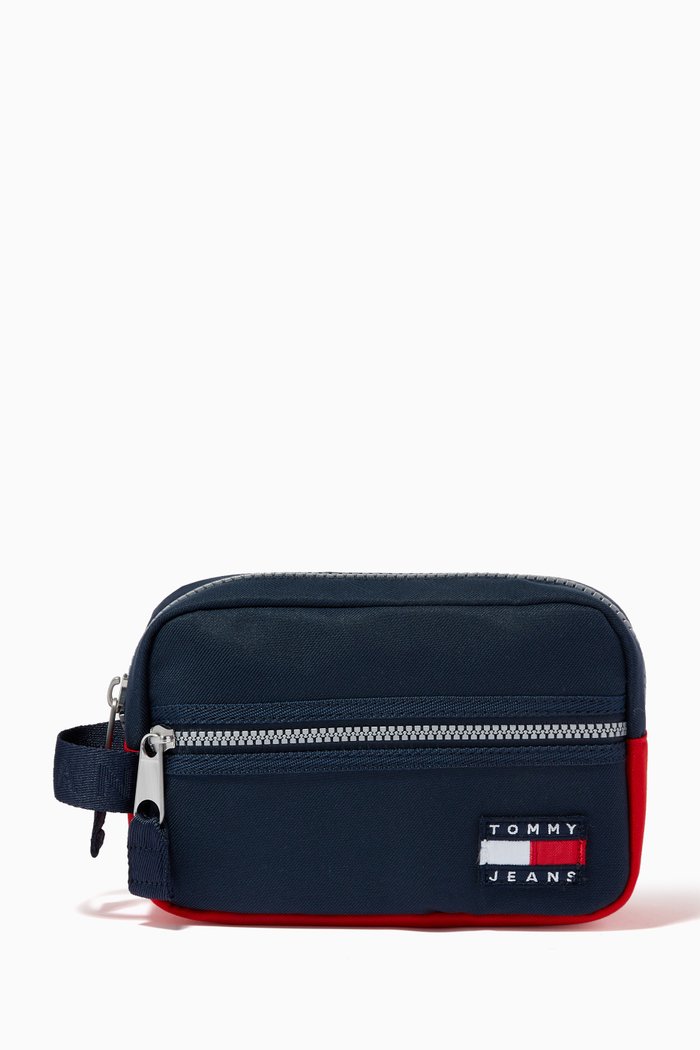 

Colour Blocked Washbag Recycled Nylon, Blue