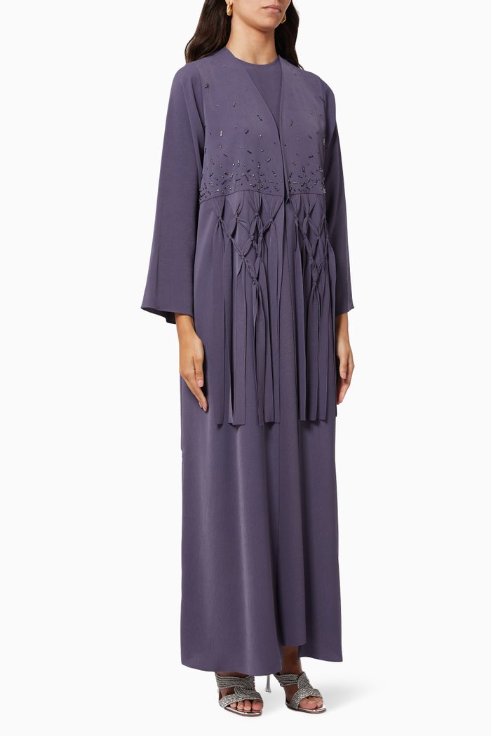 Crystal Embellished Abaya Set, Blue