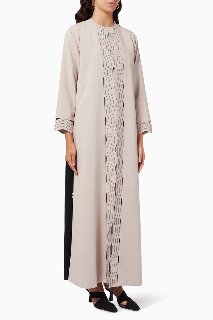 

Embroidered Abaya Set, Neutral