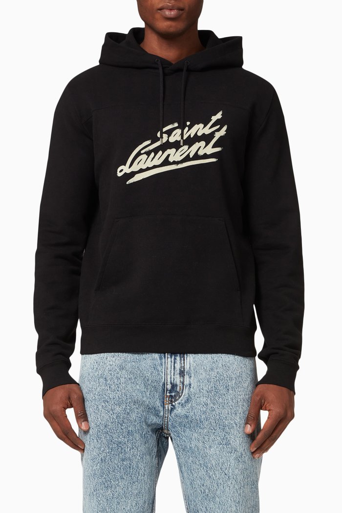 

50's Embroidered Signature Hoodie in Cotton Jersey, Black