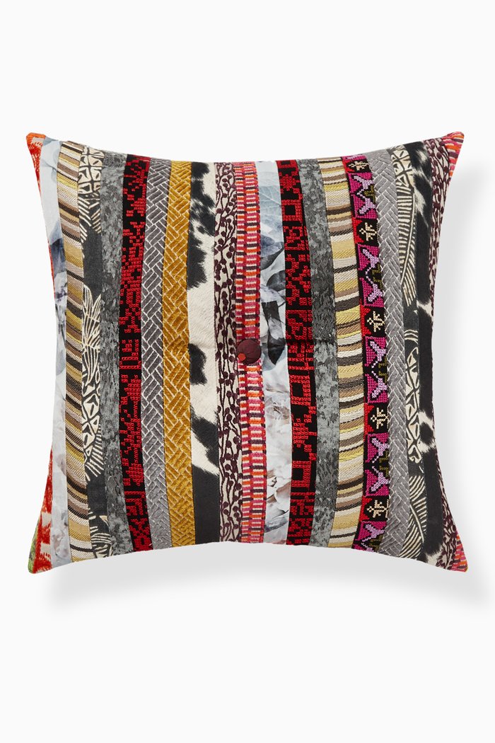 

Stripe Patchwork Cushion, 48 x 48, Multicolour
