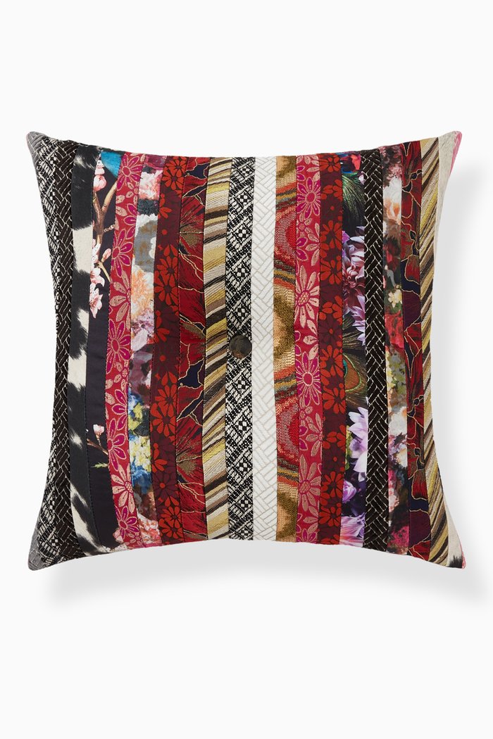 

Stripe Patchwork Cushion, 48 x 48, Multicolour