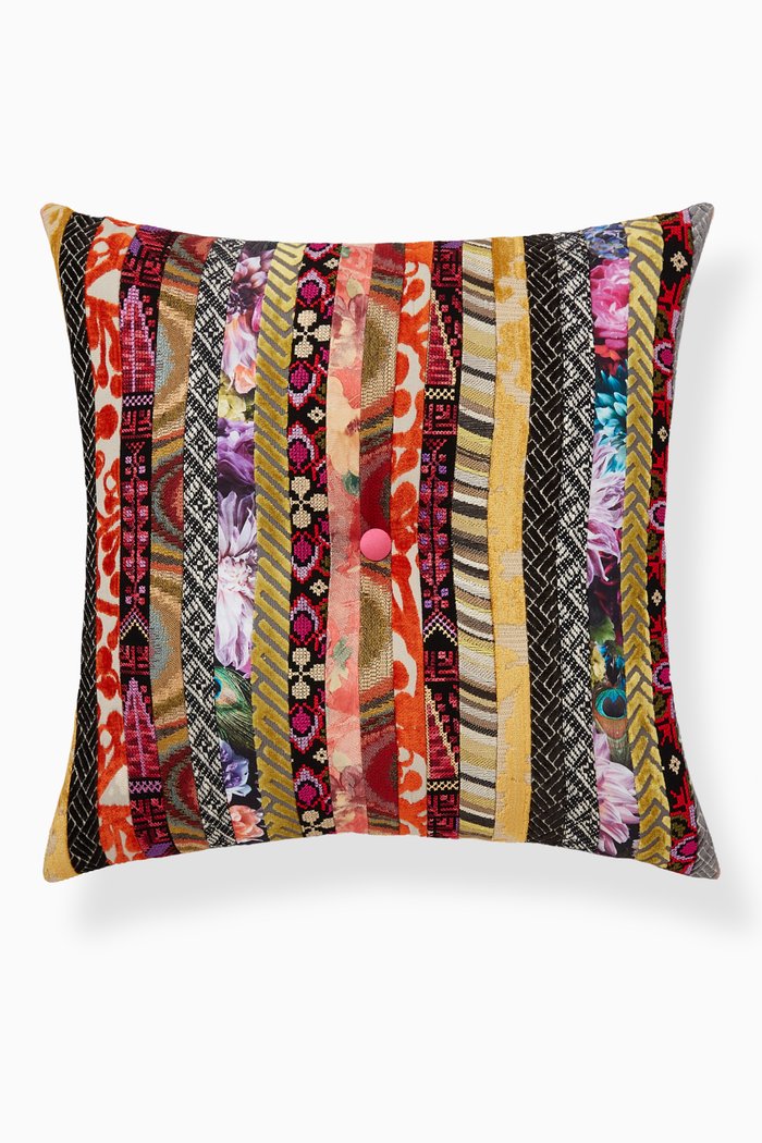 

Stripe Patchwork Cushion, 48 x 48, Multicolour