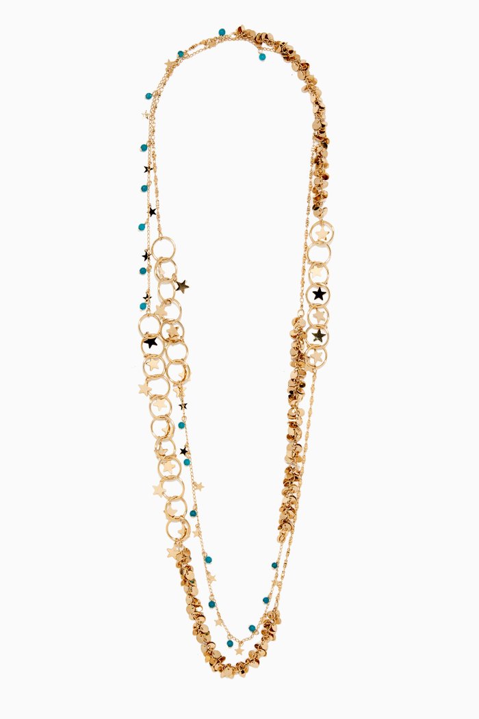 

Embellished Star Layered Necklace, Blue