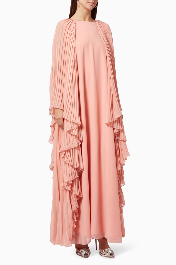 

Pleated Ruffle Gown, Pink