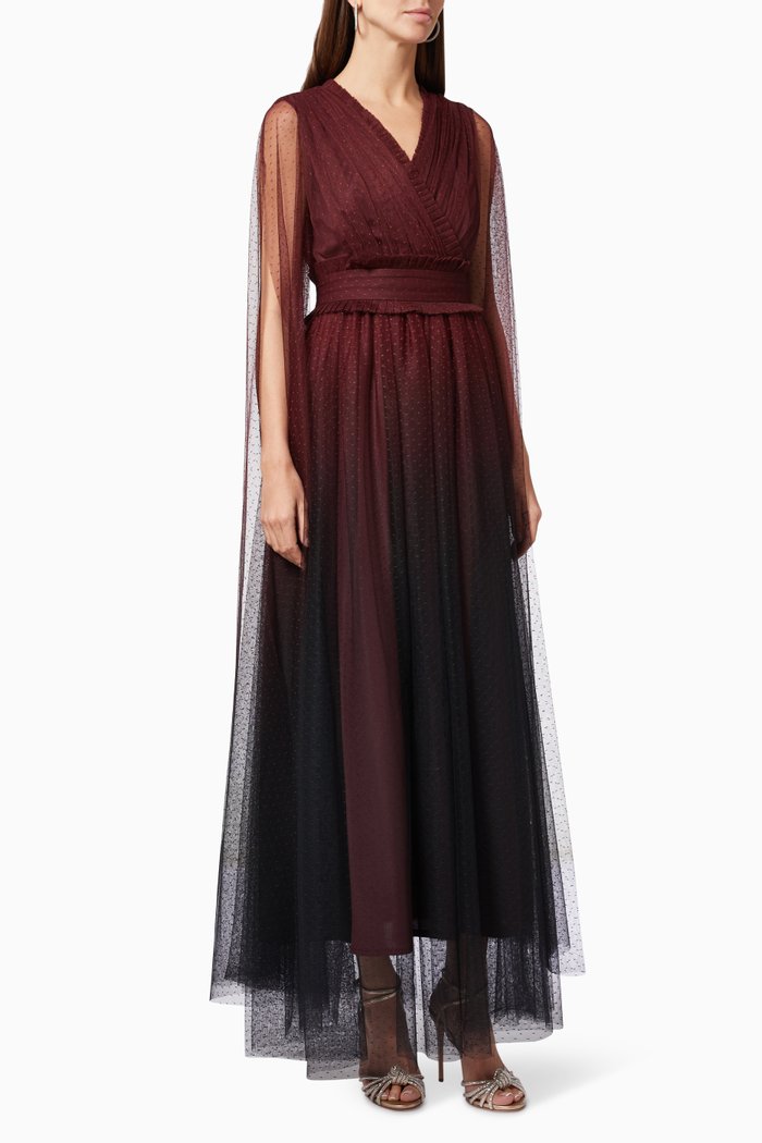 

Pleated Gown in Tulle, Black