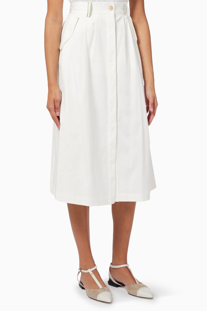 

Button-down Skirt in Twill, White