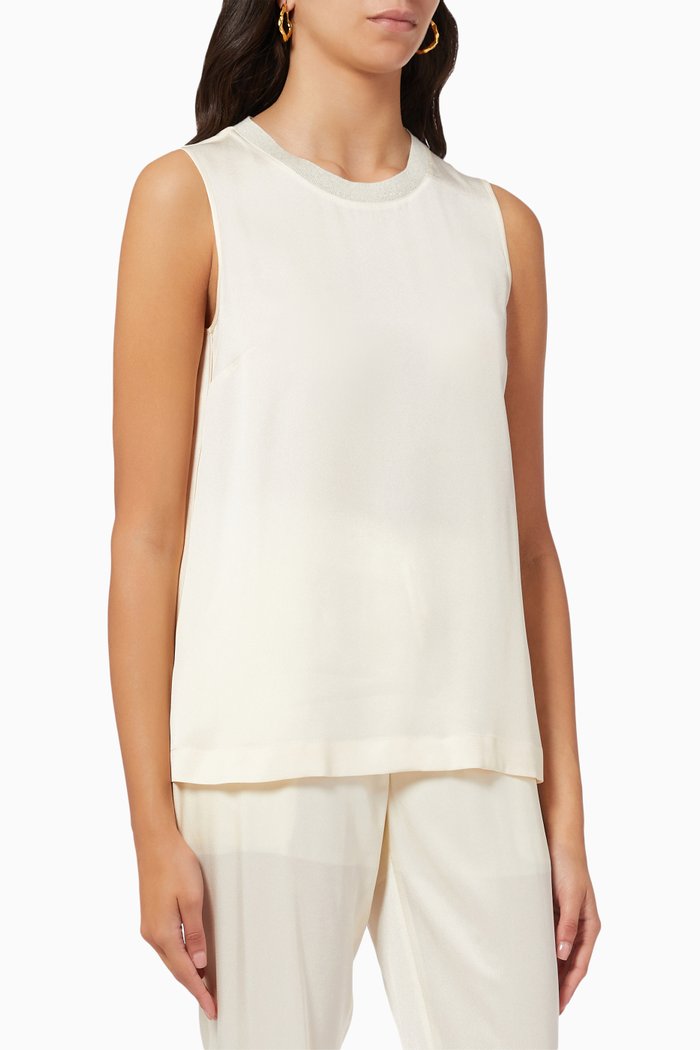 

Tank Top in Silk-blendTwill, White