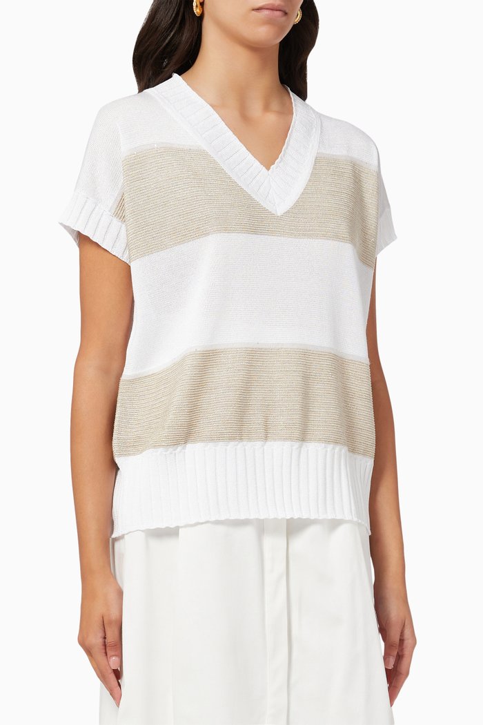 

Striped V-neck Sweater in Knit, Multicolour