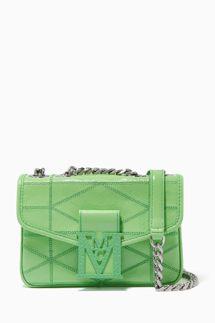 

Mini Travia Quilted Shoulder Bag in Crushed Leather, Green