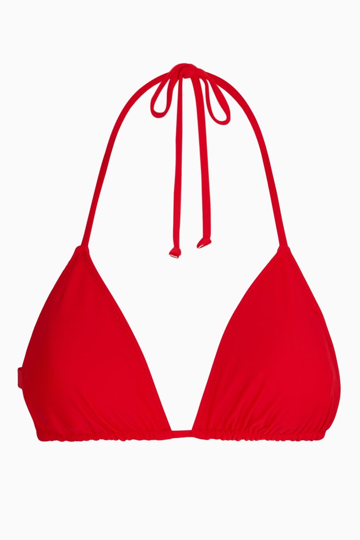 

String Bikini Top in Recycled Nylon, Red