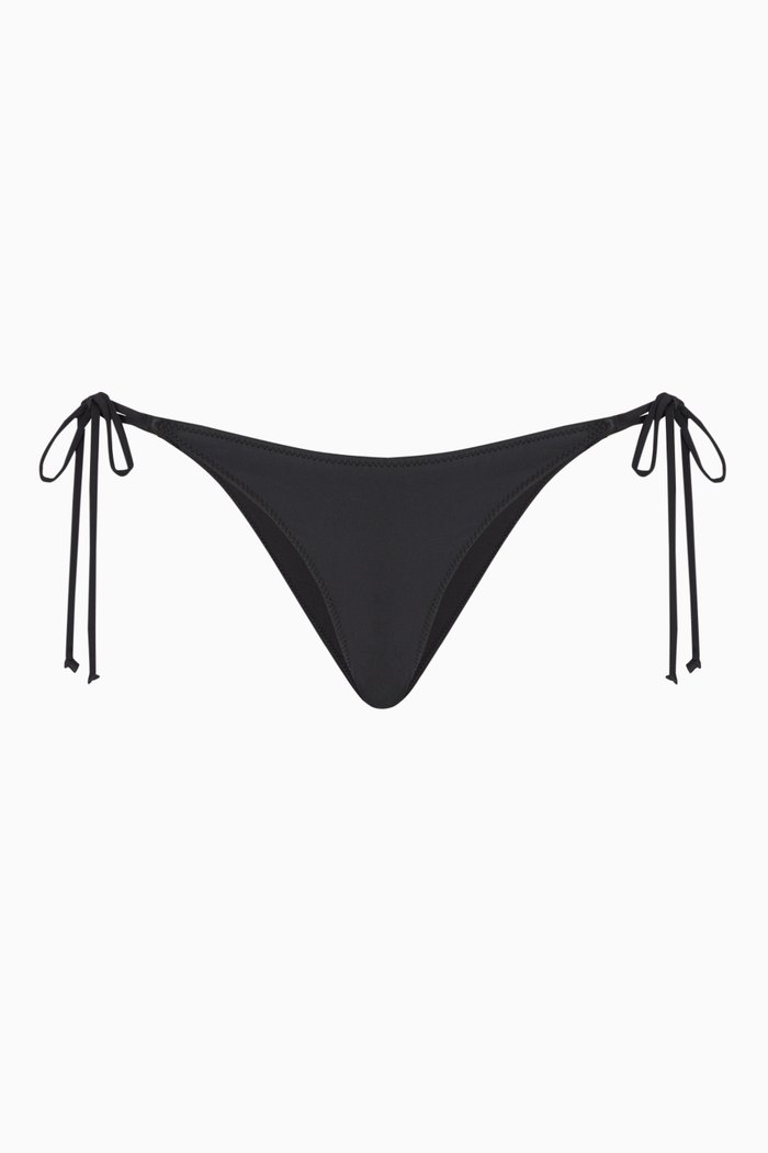 

String Bikini Bottom in Recycled Nylon, Black