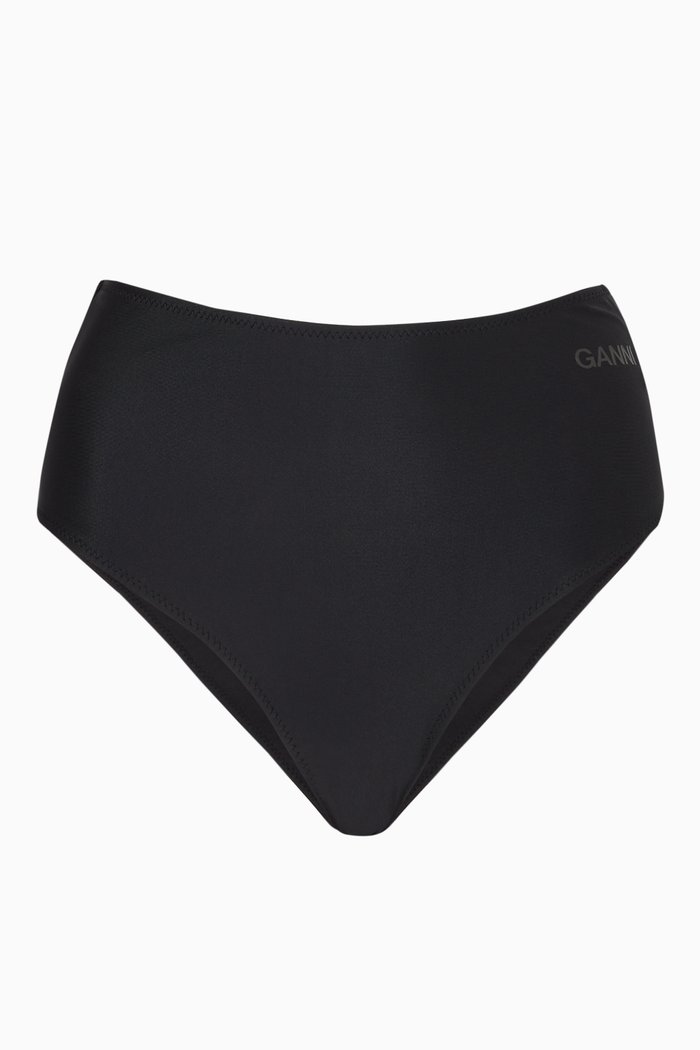 

High Rise Bikini Bottom in Recycled Nylon, Black