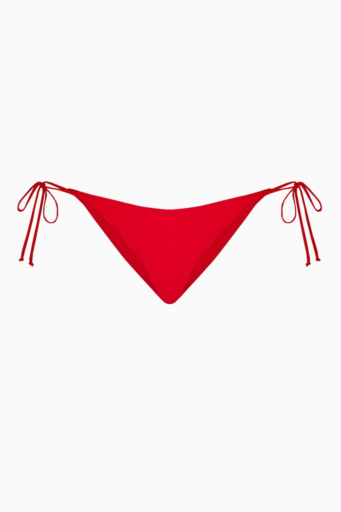 

String Bikini Bottom in Recycled Nylon, Red
