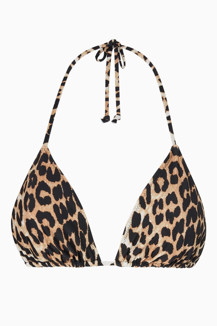 

String Bikini Top in Recycled Nylon, Brown