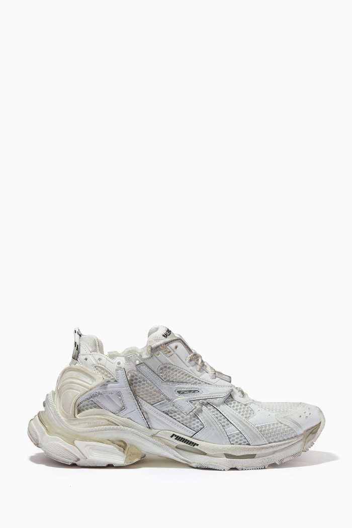

Runner Sneakers in Mesh & Nylon, White