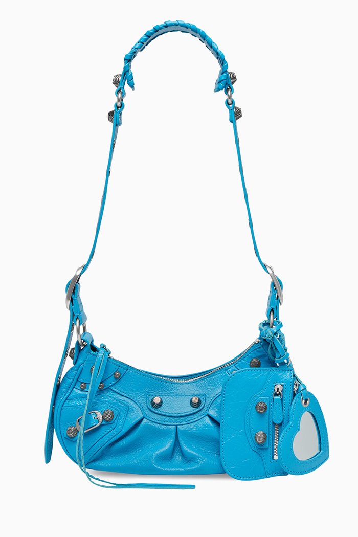 Le Cagole XS Shoulder Bag in Arena Lambskin, Blue