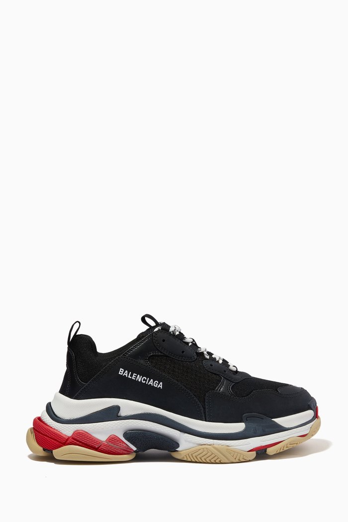 

Triple S Sneakers in Double Foam & Mesh, Black