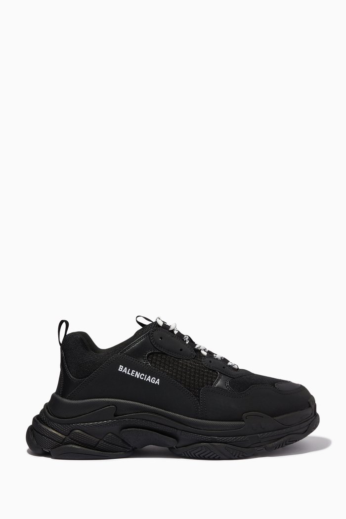 

Triple S Sneakers in Double Foam & Mesh, Black