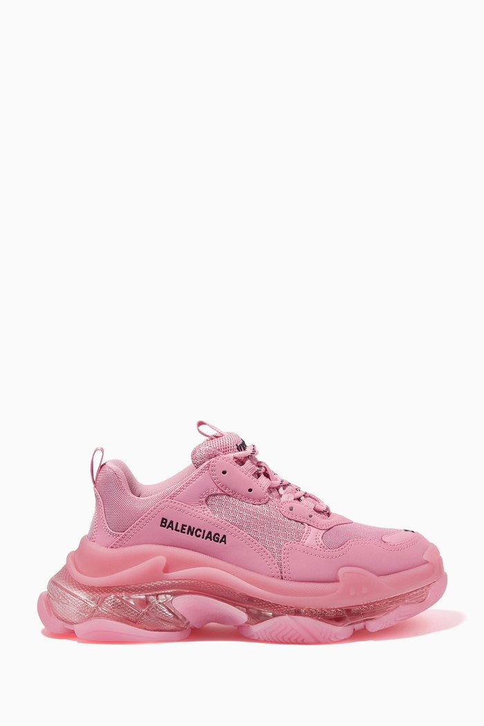 

Triple S Clear Sole Sneakers in Double Foam & Mesh, Pink
