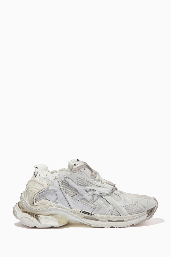 

Runner Sneakers in Mesh & Nylon, White