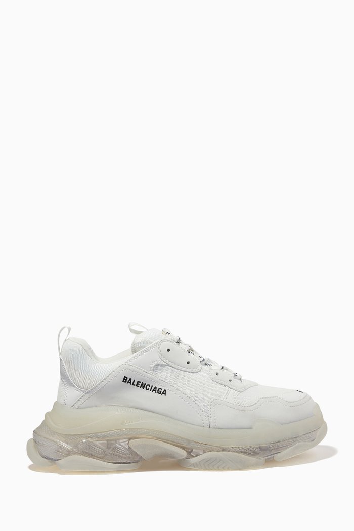 Triple S Clear Sole Sneaker in Double Foam & Mesh, White