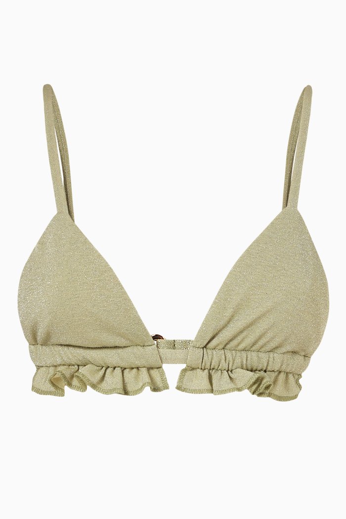 

Ruffle Triangle Bikini Top in Lycra, Green