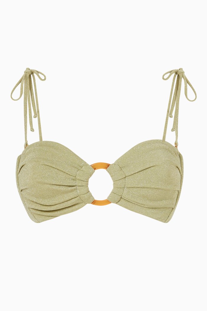 

Tori Ties Bandeau Bikini Top in Lycra, Green