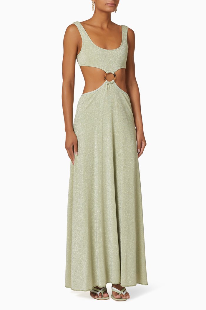 Ky Maxi Dress in Lurex Knit, Green